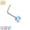Piercing nez en or blanc 14 carats � tige en 