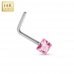 Piercing nez en or blanc 14 carats � tige en 