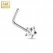 Piercing nez en or blanc 14 carats � tige en 