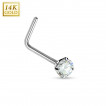 Piercing nez en or blanc 14 carats à tige en