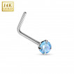Piercing nez en or blanc 14 carats à tige en