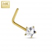Piercing nez en or jaune 14 carats � tige en 
