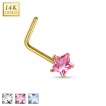 Piercing nez en or jaune 14 carats � tige en 