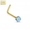 Piercing nez en or jaune 14 carats � tige en 