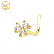 Piercing nez fleur sertie en or 14 carats � tige en 