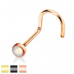 Piercing nez stud courbé en acier plaqué avec pierre Opalite