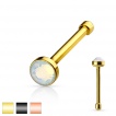 Piercing nez stud droit� en acier plaqu� avec pierre Opalite