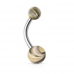 Piercing nombril à boules plaquées IP marbrées à aspect nacré