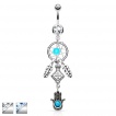 Piercing nombril avec Attrape rêve et Hamsa / main de Fatima à perle turquoise