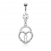 Piercing nombril avec cadenas à coeur de strasses