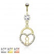 Piercing nombril avec cadenas à coeur de strasses