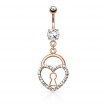 Piercing nombril avec cadenas à coeur de strasses