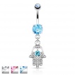 Piercing nombril avec Hamsa / main de Fatima � paume ajour�e en coeur