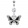 Piercing nombril avec pendentif papillon majestueux