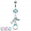 Piercing nombril avec pistolet et menotte � strass