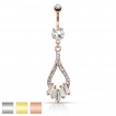 Piercing nombril boucle avec pierres taill�es en trap�ze
