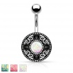 Piercing nombril bouton avec spirales et Opale synth�tique