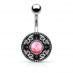 Piercing nombril bouton avec spirales et Opale synth�tique