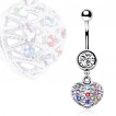 Piercing nombril cage en coeur à pierres multicolores