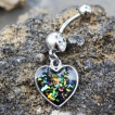 Piercing nombril coeur emaillé pailleté