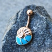 Piercing nombril coquillage cuivré et emaillé bleu
