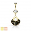 Piercing nombril coquillage plaqu� IP � perle nacr�e