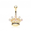 Piercing nombril couronne gravée