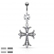 Piercing nombril croix celtique traversée de strass