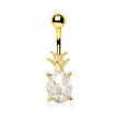 Piercing nombril dor� ananas strass