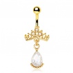 Piercing nombril doré couronne de princesse