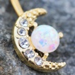 Piercing nombril doré à croissant de lune et soleil d'opale