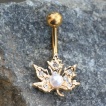 Piercing nombril dor� feuille d'�rable � perle
