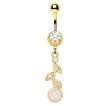 Piercing nombril doré à fleur d'opale en pendentif