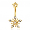 Piercing nombril doré à flocons de neige sertis