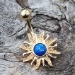 Piercing nombril dor� soleil ardent avec Opale bleue