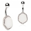 Piercing nombril Druse blanche héxagonale