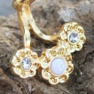 Piercing nombril 2en1 serti strass et �cailles + fleurs
