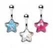 Piercing nombril étoile scintillante époxy