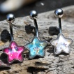 Piercing nombril étoile scintillante époxy