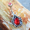 Piercing nombril flammes du d�mon � pierres rouges