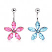 Piercing nombril fleur � 5 p�tales en marquise