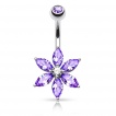 Piercing nombril fleur � pierres taill�es en Marquise