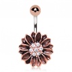Piercing nombril fleur antique plaqué or rose