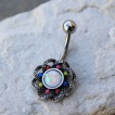 Piercing nombril fleur circulaire à perles et Opale
