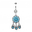Piercing nombril à fleur de Turquoise style antique