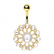 Piercing nombril fleur éclatante de strass plaquée or