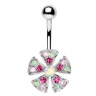 Piercing nombril fleur à pétales triangulaires multicolores