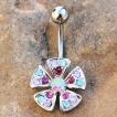 Piercing nombril fleur à pétales triangulaires multicolores