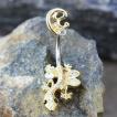 Piercing nombril Gecko plaqué or