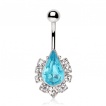Piercing nombril goutte bleu lagon à strass